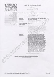 Print-out from the Commonwealth War Graves Commiss