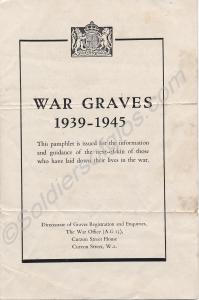 Pamphlet about the War Graves 1939-1945. Lieutenan