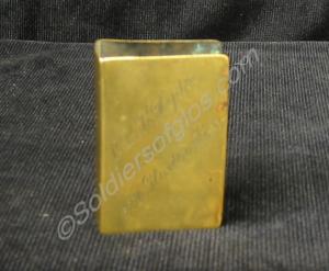 Brass match box holder. Engraved with 'L/Cpl. R. H