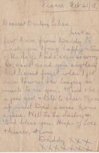 Letter to his infant daughter Eileen from 290261 P