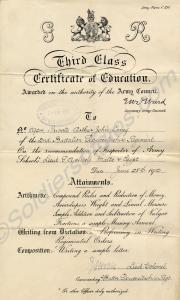 Third Class Certificate of Education of Pte. Arthu