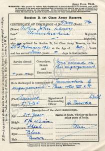 Army Form D444 Army Reserve Discharge Card. 8924/5