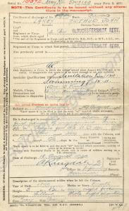 Army Form B.2079 Certificate of Discharge of Pte.