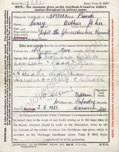 Army Form B.2067 Military Career Record of 8924/51