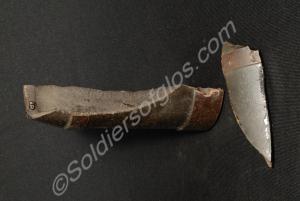 Two fragments of German mortar shell which fell on