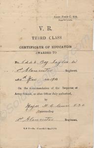 Army form C310 (V.R. Third Class Certificate of Ed