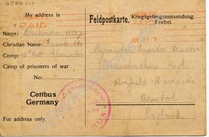 Fieldpostkarte - P.O.W. Field post card.  16587 Pr