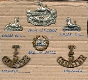 Six Gloucestershire Regiment badges, including one