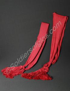 Two officer's crimson shoulder sashes. Lieutenant-