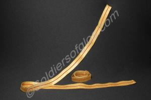 Two lengths of gold and crimson braid. 46 inches l