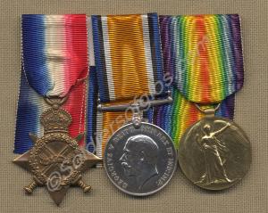 Group of three medals; 1914-15 Star, British War M