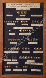 Framed collection of regimental buttons. 28th Regi