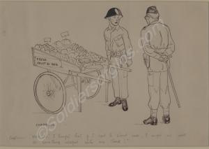 Cartoon by Mike Chappell of soldier and officer of