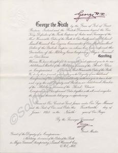 Award of Companion of the Order of the Bath to Maj