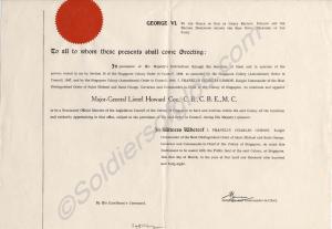 Appointment of Major General L.H. Cox to Legislati