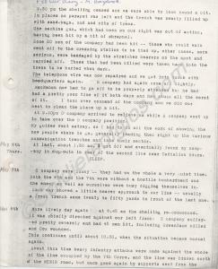 Photocopy of extracts from War Diary of 2nd Battal