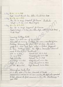 Handwritten military biography of Major-General L.