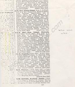 Photocopy of entry from "Who Was Who" relating to