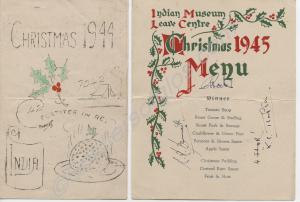Christmas dinner menus. India. 1944 and 1945.