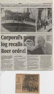 Newspaper article from 2002 about Corporal Coward'