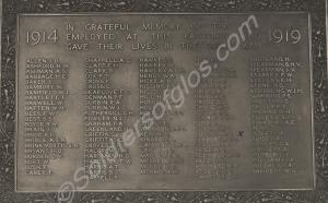 Factory Memorial Plaque, including the name of Pri