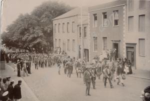 St Helena. Boer P.O.W.'s under escort marching thr