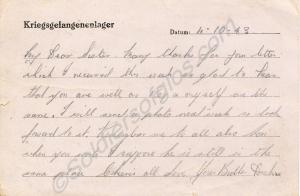 P.O.W. postcard from Lance Corporal Richard Carter
