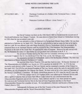 Biographical notes on Sir Ian David Yeaman.