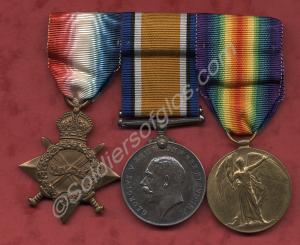 Group of three medals; 1914-15 Star, British War M