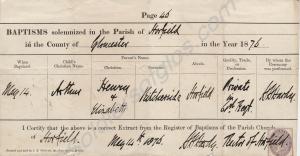 Baptism Certificate of Arthur, son of 1376 Private