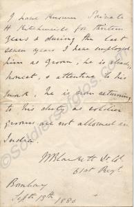 Character reference by Lieutenant-Colonel W. Black