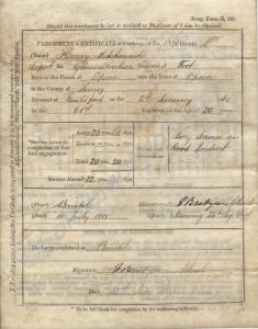 Certificate of Discharge for 1376 Private Henry Ki