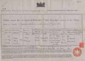Birth Certificate of George, son of 1376 Private H