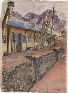 P.O.W. Camp No. 2. Water colour by Captain A.N. "J