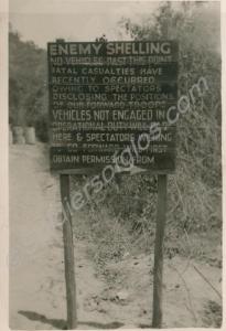 Road sign warning of enemy shelling. 10th Battalio