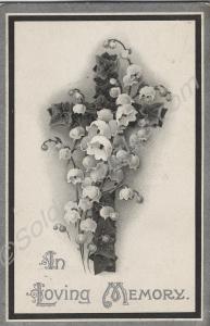 In Memoriam card with lily of the valley and ivy o