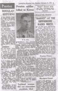 Newspaper article about the death of Lance Corpora