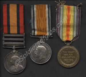 Group of three medals; Queen's South Africa Medal