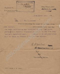 Letter from Horfield Barracks concerning South Afr