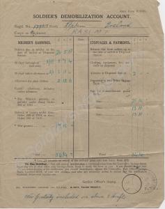 Soldier's Demobilization Account.  179212 Lance-Co