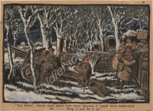 Giles cartoon depicting a 25 pdr field gun on a fi