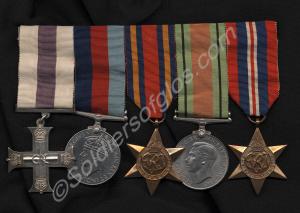 Documents and group of five medals;  Military Cros