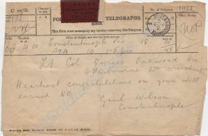 Congratulatory telegram from Lieutenant-General Si