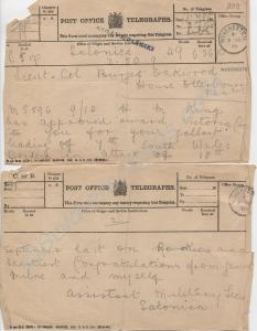Telegram confirming the award of the Victoria Cros