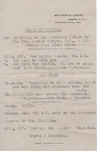 Oder of Service for the laying of the memorial tab