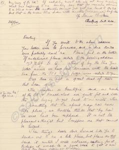 Letter written home by Captain the Reverend John E
