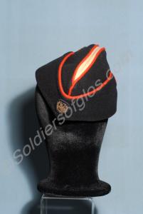 Officer's blue side cap with red piping and primro