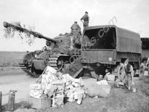 Centurion tank and damaged truck. Gloucestershire