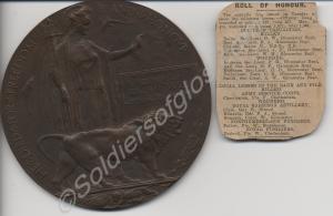 Bronze Memorial Plaque with casualty list. 2nd Lie