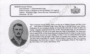 Biographical note photocopy. 2nd Lieutenant Donald